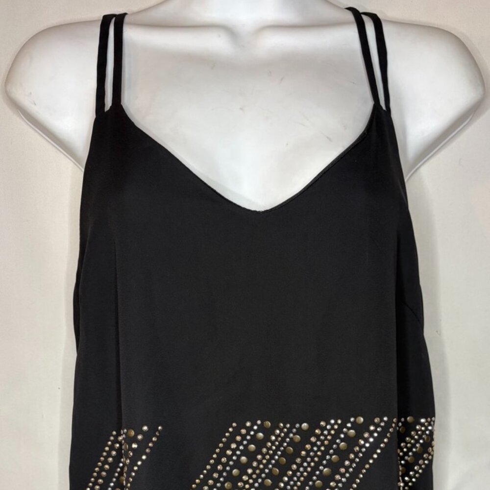 Women's Stoosh Size XS-  Black Sleeveless Beaded Blouse w/ Lining Top